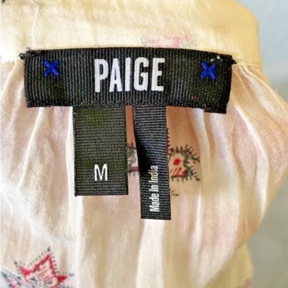 Womens Paige Size Medium Blouse Top Long Sleeve Sheer Boho Button Up White - Picture 6 of 6